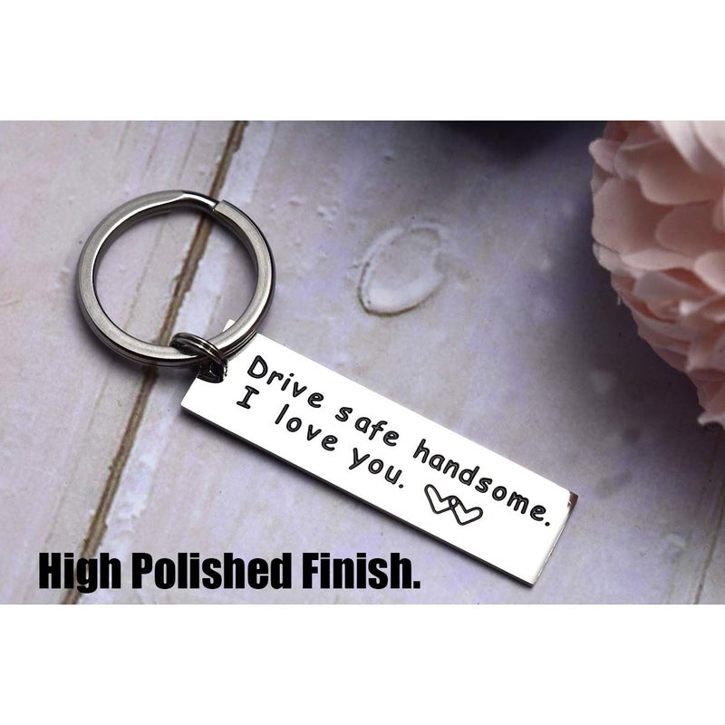 LParkin Drive Safe Keychain Handsome I Love You Trucker Husband Gift for Husband Dad Gift Valentines Day Stocking Stuffer - Image 4